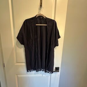 Talbots open cardigan linen navy 2x